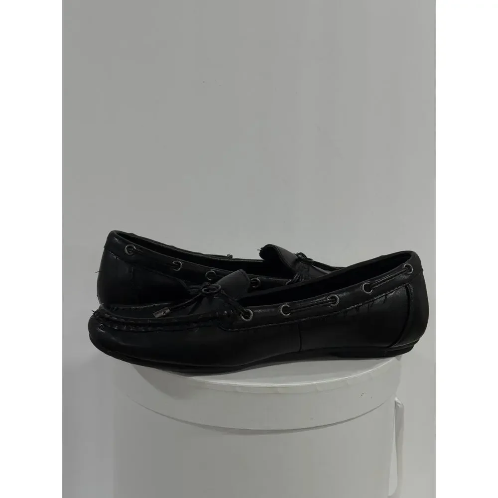 Black Driving Loafers Moccasin Bow BOC Preppy Comfort Slip On Flats Women's 7.5M